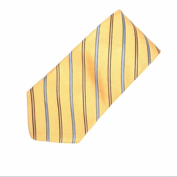 Brooks Brothers Striped Tie Yellow Blue - Picture 1 of 3